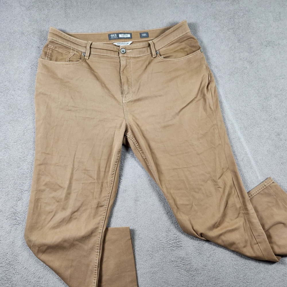 BKE Seth Straight Leg Khaki Pants Mens size 38x28 Tan Cotton Stretch Chino
